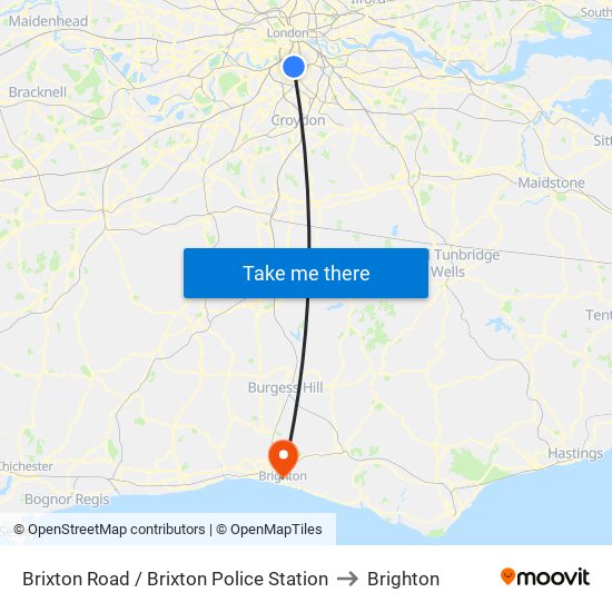 Brixton Road / Brixton Police Station to Brighton map