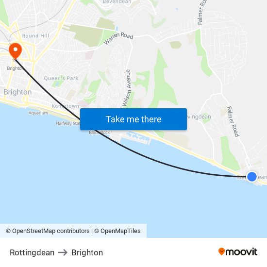 Rottingdean to Brighton map