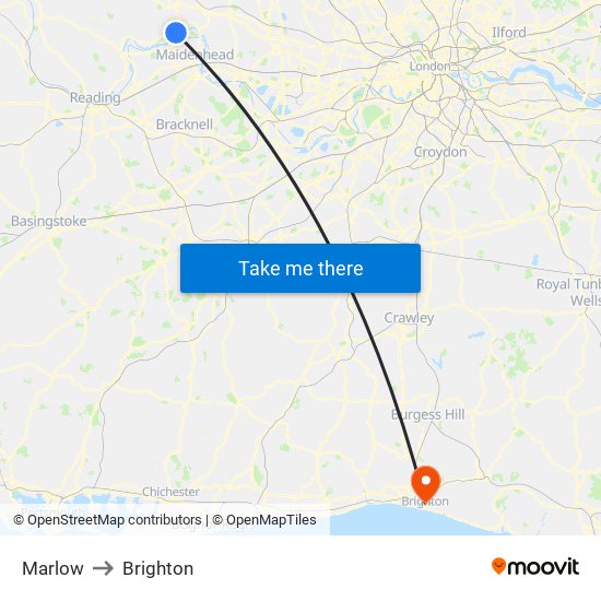 Marlow to Brighton map