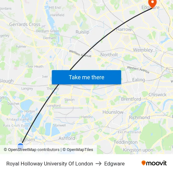 Royal Holloway University Of London to Edgware map