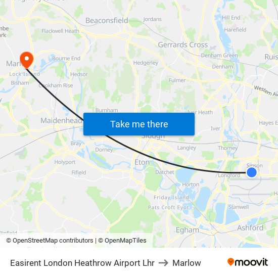 Easirent London Heathrow Airport Lhr to Marlow map