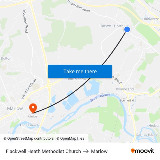 Flackwell Heath Methodist Church to Marlow map