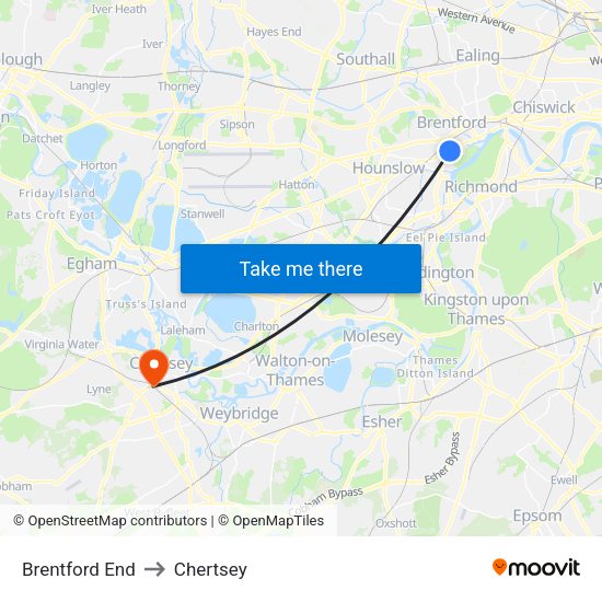 Brentford Train Line Map Brentford End, London To Chertsey, Runnymede With Public Transportation