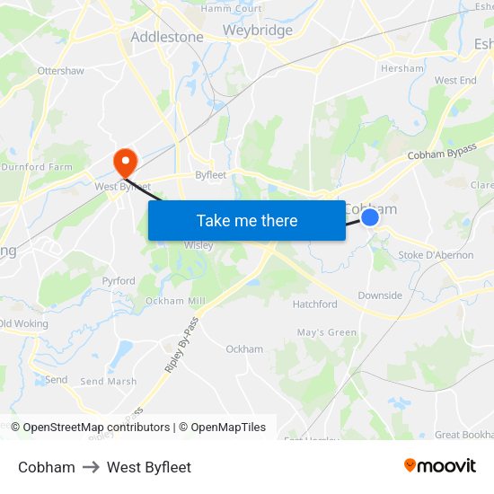 Cobham to West Byfleet with public transportation