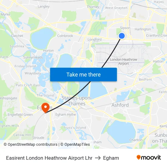 Easirent London Heathrow Airport Lhr to Egham map