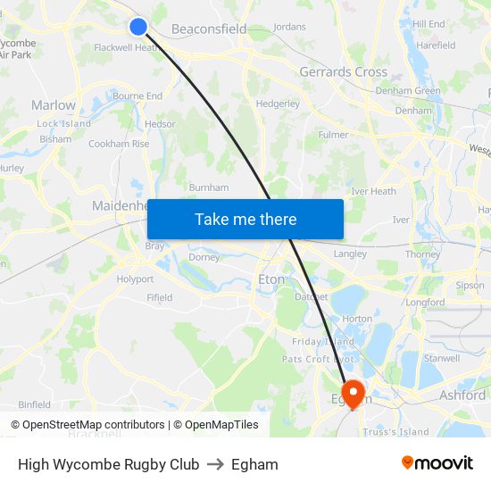 High Wycombe Rugby Club to Egham map