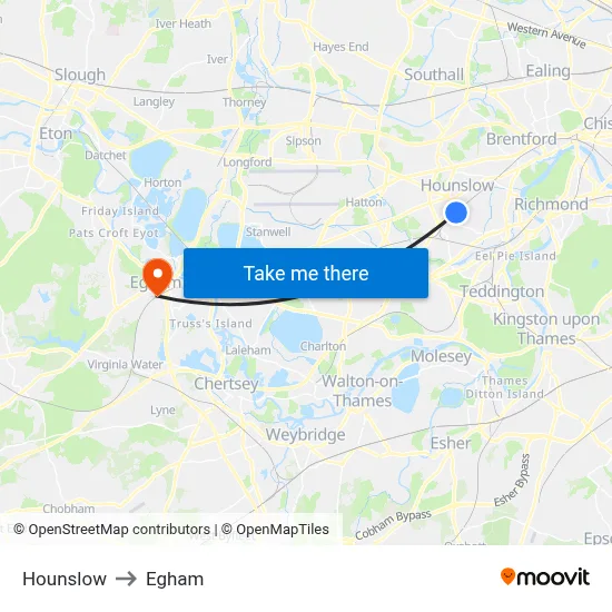 Hounslow to Egham map