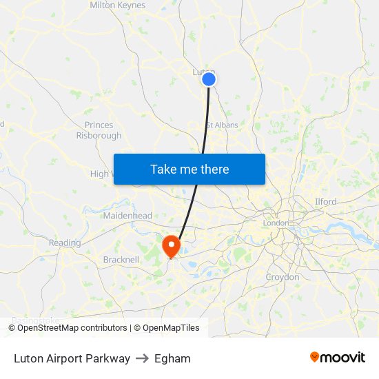 Luton Airport Parkway to Egham map