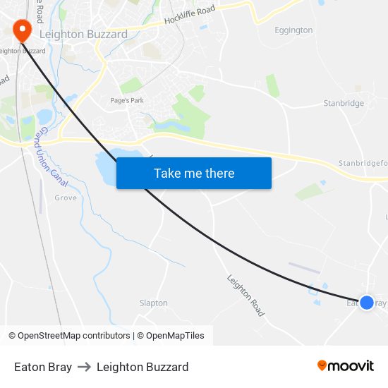 Eaton Bray to Leighton Buzzard map