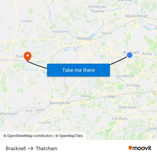 Bracknell to Thatcham map
