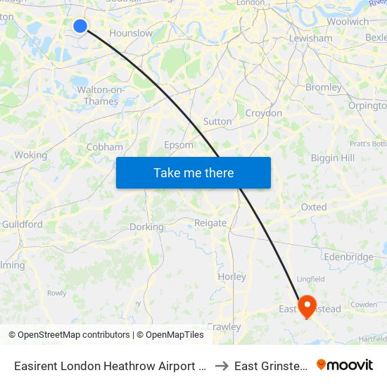 Easirent London Heathrow Airport Lhr to East Grinstead map