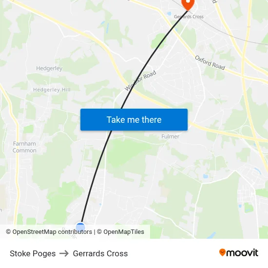 Stoke Poges to Gerrards Cross map