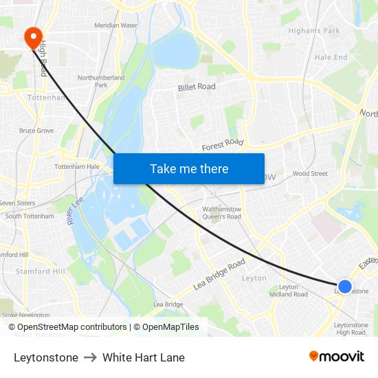 Leytonstone to White Hart Lane map