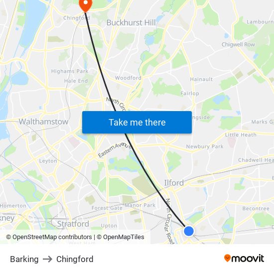 Barking to Chingford map