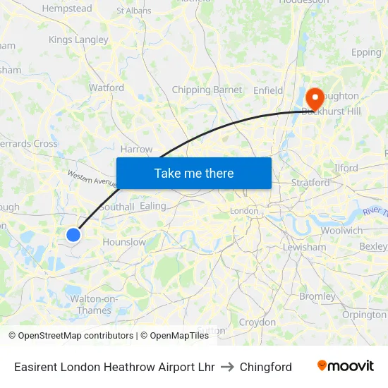 Easirent London Heathrow Airport Lhr to Chingford map