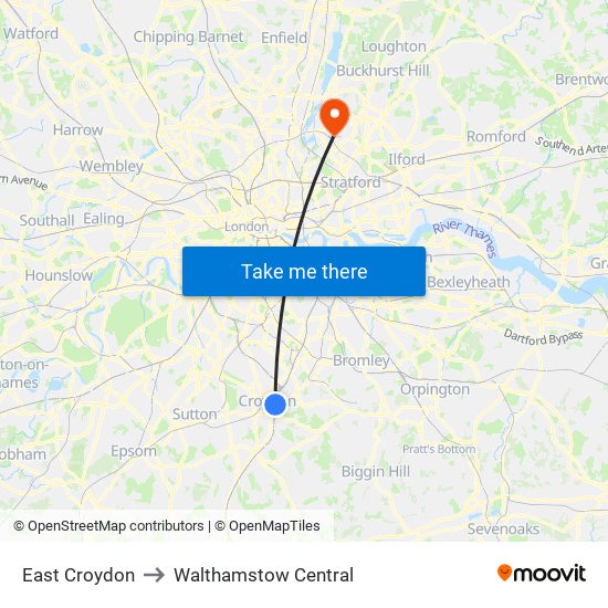 East Croydon to Walthamstow Central map