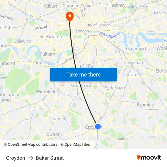 Croydon to Baker Street map