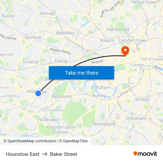 Hounslow East to Baker Street map