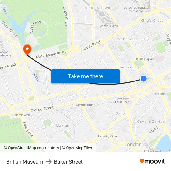 British Museum to Baker Street map