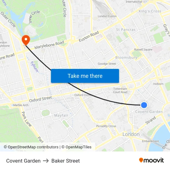 Covent Garden to Baker Street map