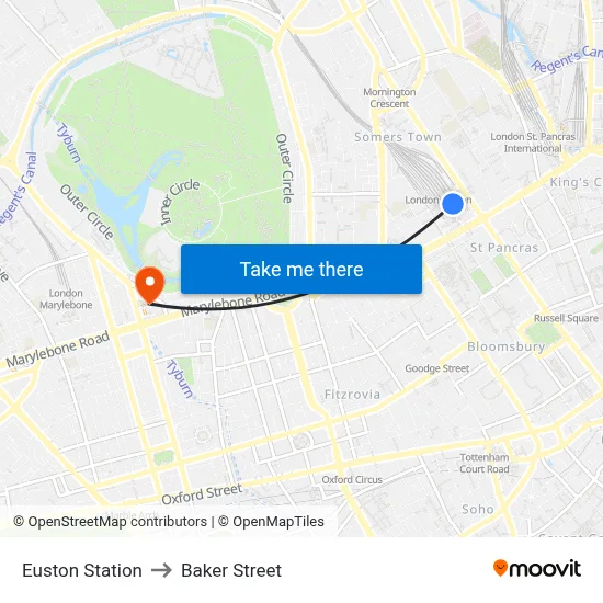 Euston Station to Baker Street map