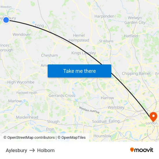 Aylesbury to Holborn map