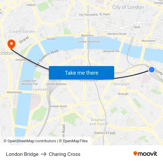 London Bridge to Charing Cross map