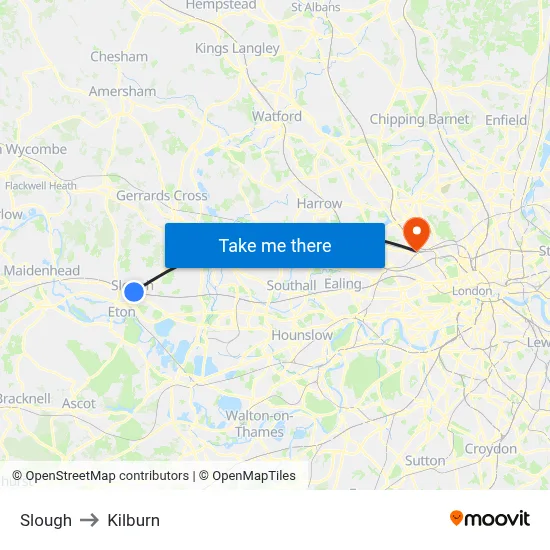 Slough to Kilburn map