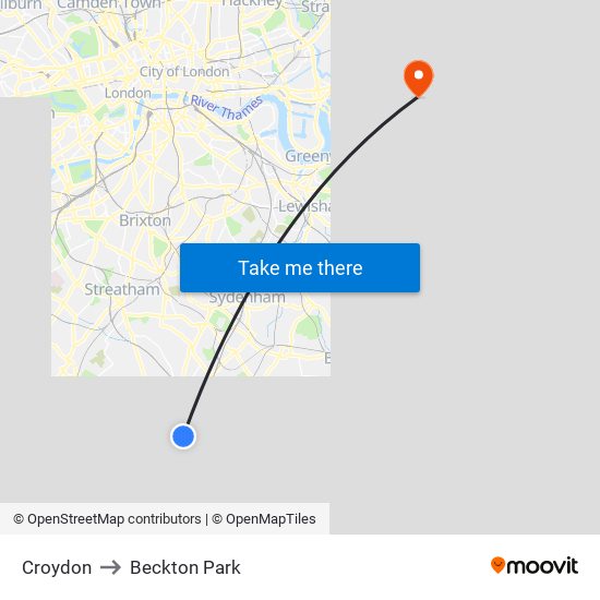 Croydon to Beckton Park map