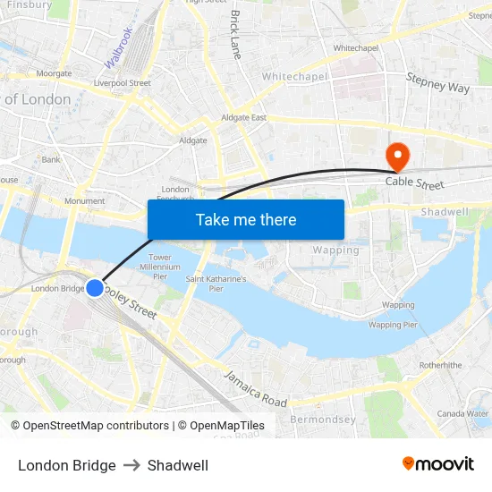 London Bridge to Shadwell map