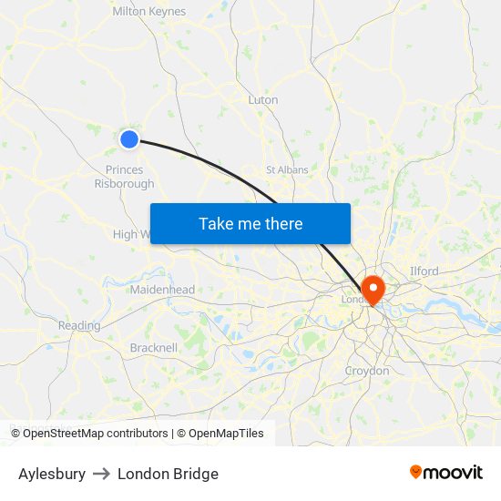 Aylesbury to London Bridge map