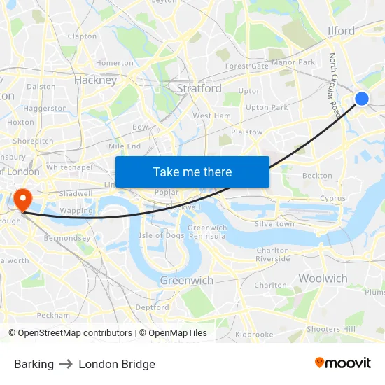Barking to London Bridge map