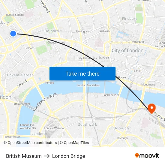 British Museum to London Bridge map