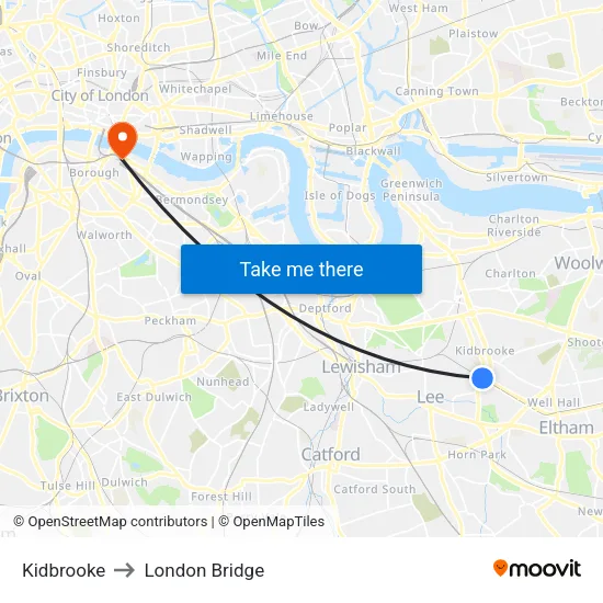 Kidbrooke to London Bridge map