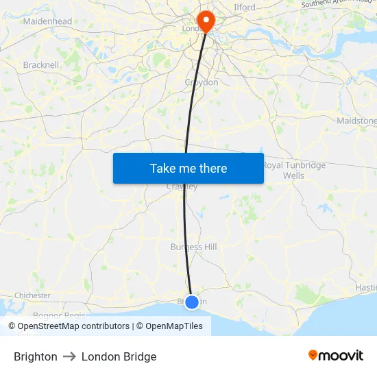 Brighton to London Bridge map