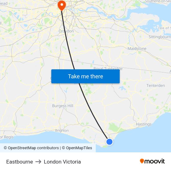Eastbourne to London Victoria map