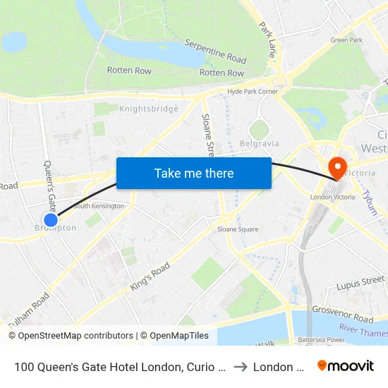 100 Queen's Gate Hotel London, Curio Collection by Hilton to London Victoria map