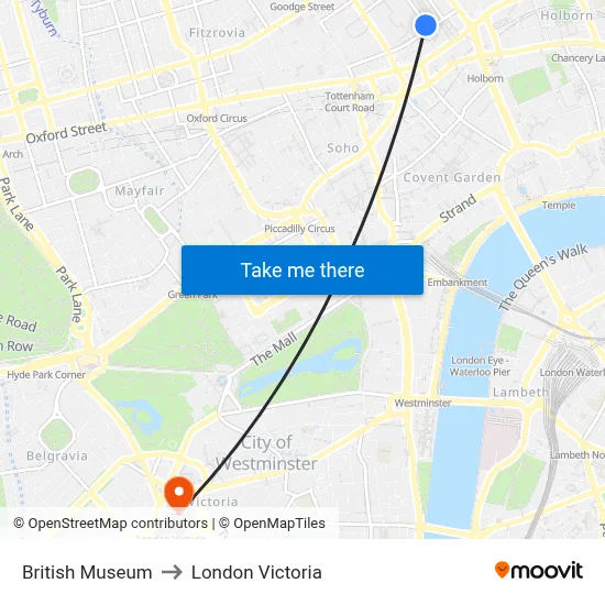 British Museum to London Victoria map