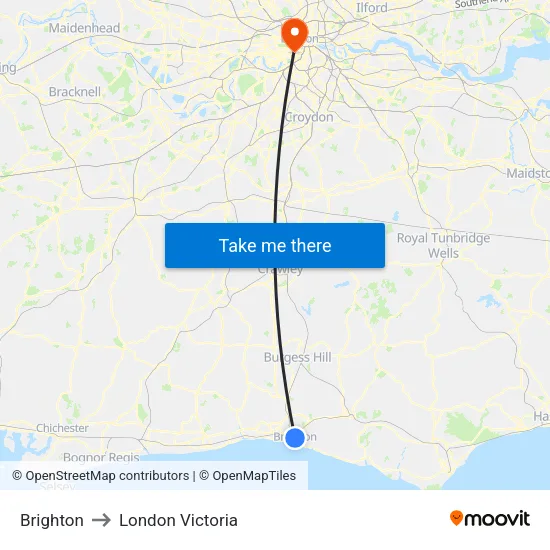 Brighton to London Victoria map