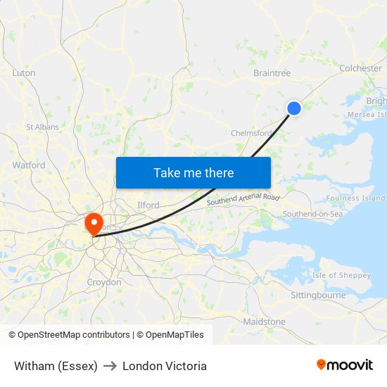 Witham Essex to London Victoria with public transportation