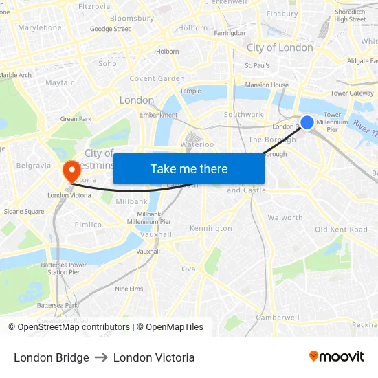 London Bridge to London Victoria map