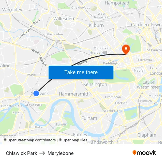 Chiswick Park to Marylebone map
