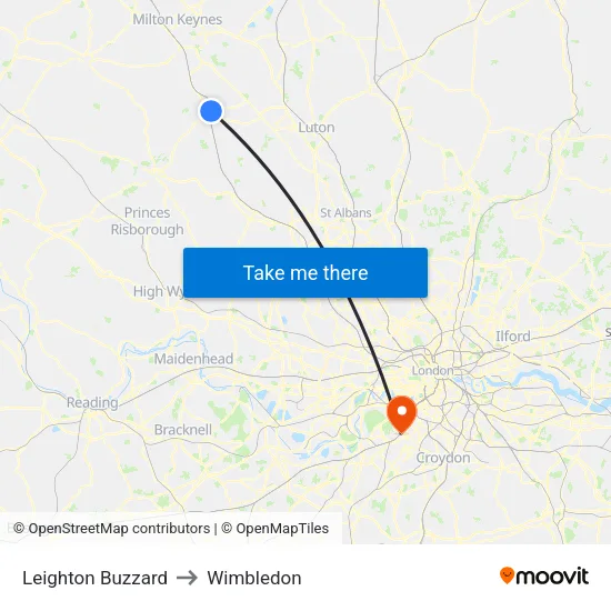 Leighton Buzzard to Wimbledon map