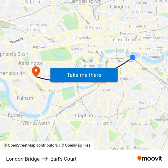 London Bridge to Earl's Court map