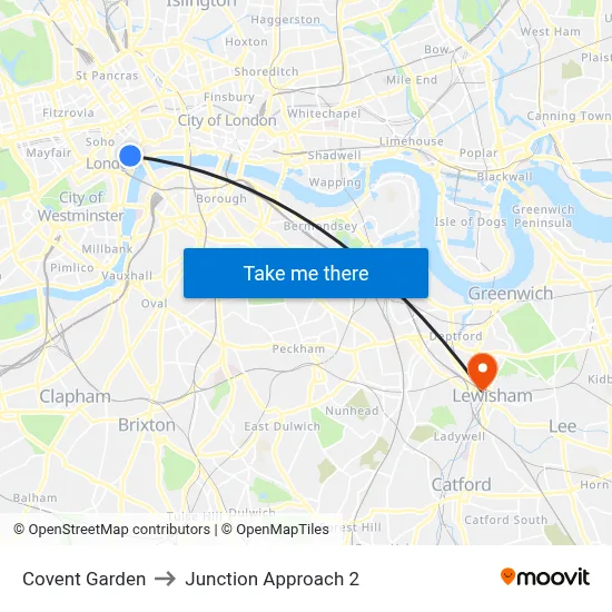 Covent Garden to Junction Approach 2 map