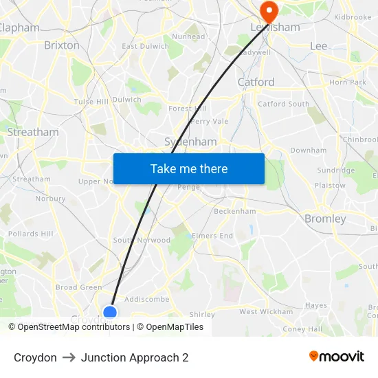 Croydon to Junction Approach 2 map