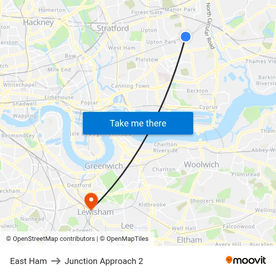 East Ham to Junction Approach 2 map