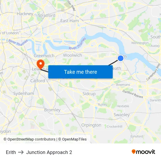 Erith to Junction Approach 2 map