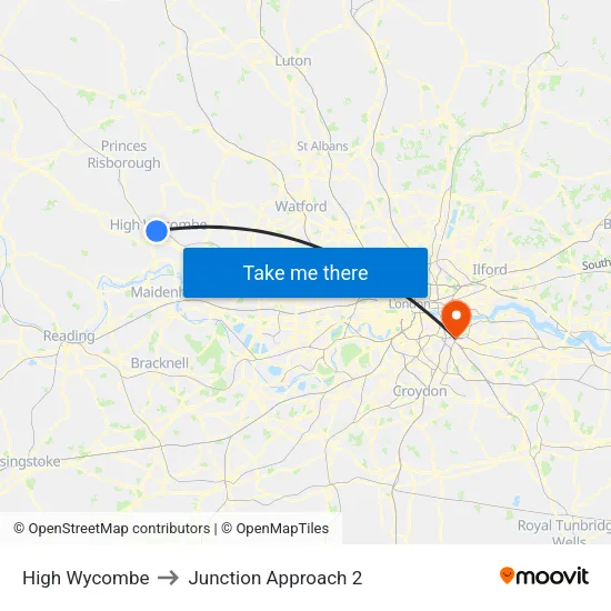 High Wycombe to Junction Approach 2 map