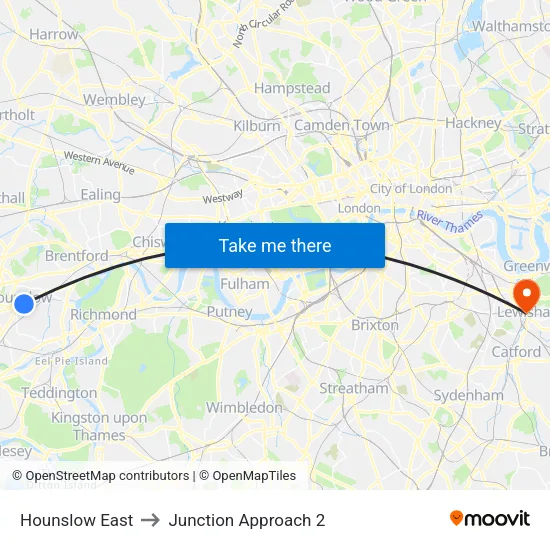 Hounslow East to Junction Approach 2 map
